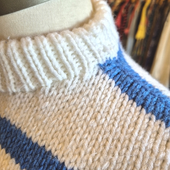 Vintage Handknit Striped/Chevron Sweater - Picture 6 of 7